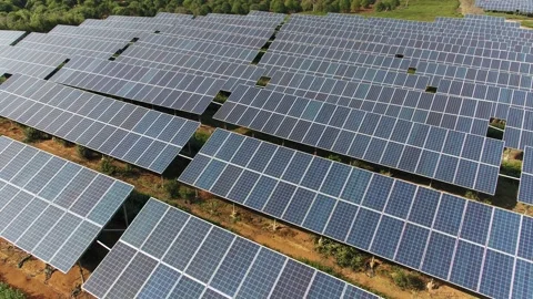 Solar power station in mountain Stock Footage 171306884
