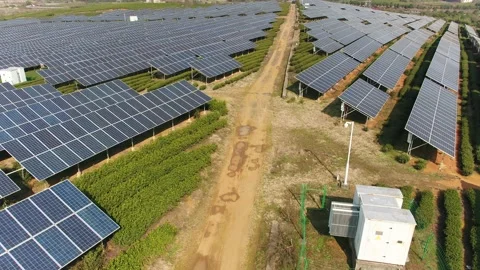 Solar power station in mountain Stock Footage 171306885