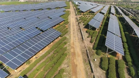 Solar power station in mountain Stock Footage 171306897