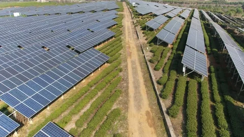 Solar power station in mountain Stock Footage 171306899