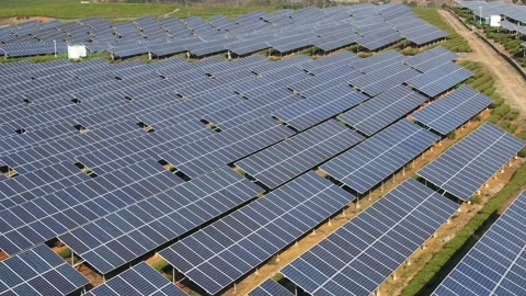 Solar power station in mountain Stock Footage 171307340