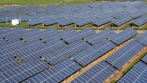 Solar power station in mountain Stock Footage 171307370