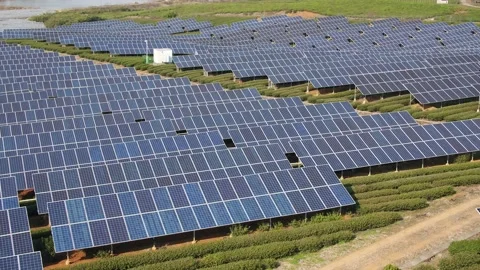 Solar power station in mountain Stock Footage 171307401