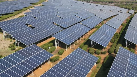 Solar power station in mountain Stock Footage 171307580
