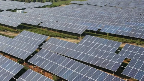 Solar power station in mountain Stock Footage 171307582