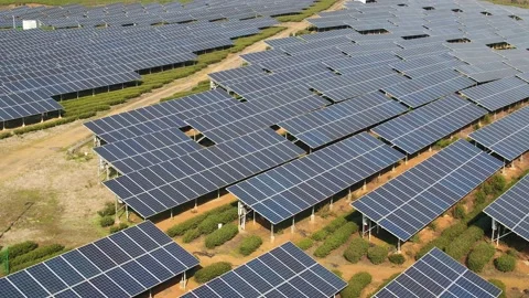 Solar power station in mountain Stock Footage 171307680