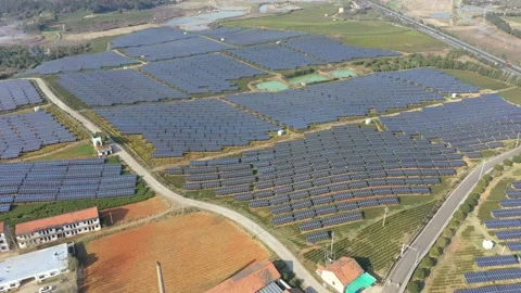 Solar power station in mountain Stock Footage 171307682