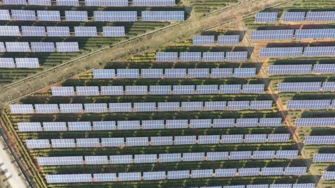 Solar power station in mountain Stock Footage 171307730