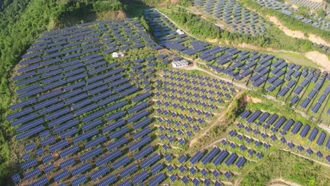 Solar power station in mountain Stock Footage 190351105