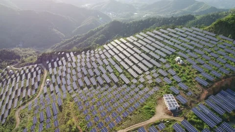 Solar power station in mountain Stock Footage 190360193