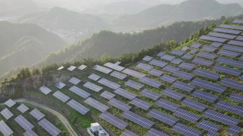 Solar power station in mountain Stock Footage 190369570