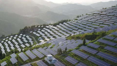 Solar power station in mountain Video stock 190377176