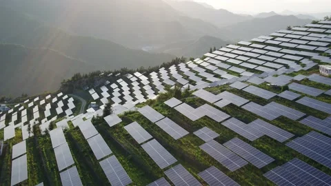 Solar power station in mountain Stock Footage 190378565
