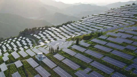Solar power station in mountain Stock Footage 190378672