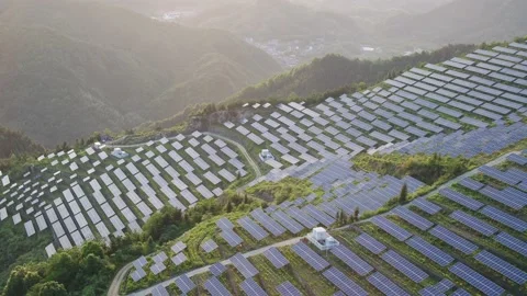 Solar power station in mountain Stock Footage 190380968