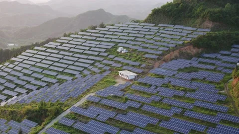 Solar power station in mountain Stock Footage 190387547