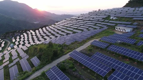 Solar power station in mountain Stock Footage 190403300