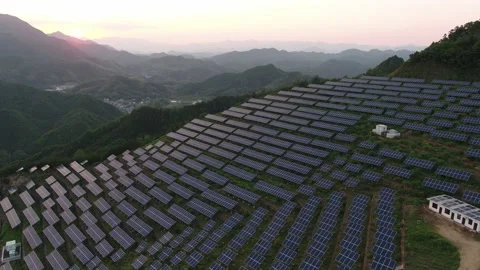 Solar power station in mountain Stock Footage 190411236