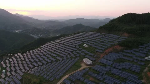 Solar power station in mountain Stock Footage 190416169