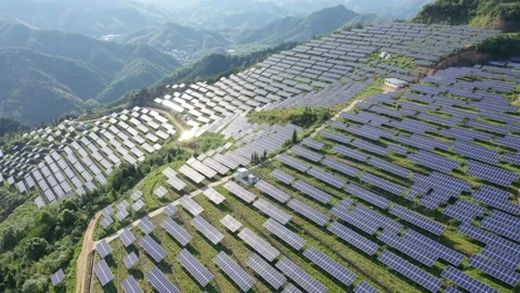 Solar power station in mountain Stock Footage 190419016