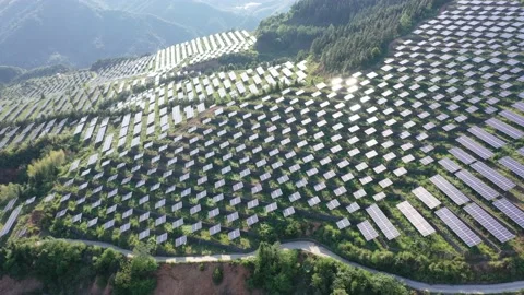 Solar power station in mountain Stock Footage 190421145
