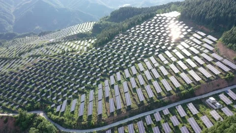 Solar power station in mountain Stock Footage 190421283