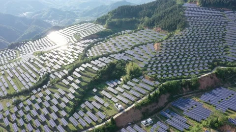 Solar power station in mountain Stock Footage 190425713