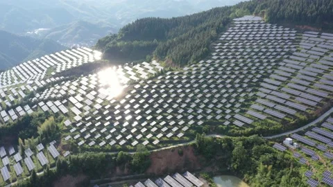 Solar power station in mountain Stock Footage 190427993