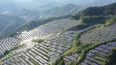 Solar power station in mountain Stock Footage 190432992