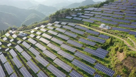 Solar power station in mountain Stock Footage 190442396