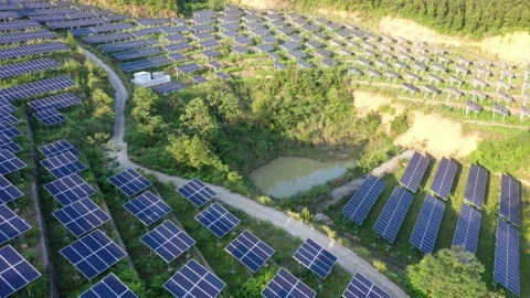 Solar power station in mountain Stock Footage 190454758