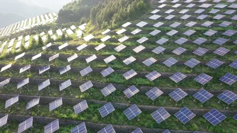 Solar power station in mountain Stock Footage 190454989