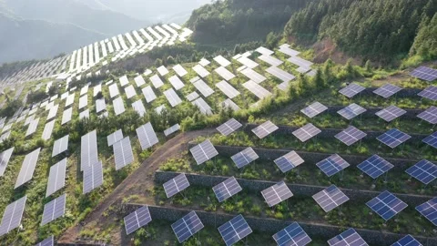 Solar power station in mountain Stock Footage 190455716
