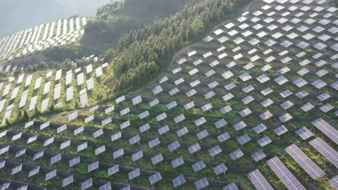 Solar power station in mountain Stock Footage 190456543