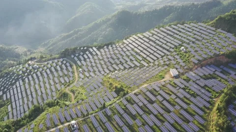 Solar power station in mountain Stock Footage 190457615