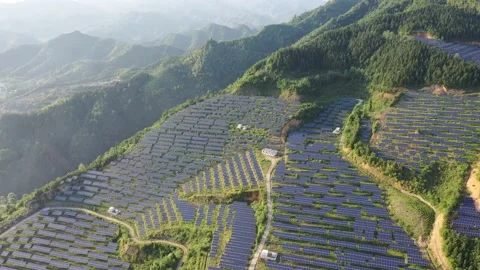 Solar power station in mountain Stock Footage 190459032