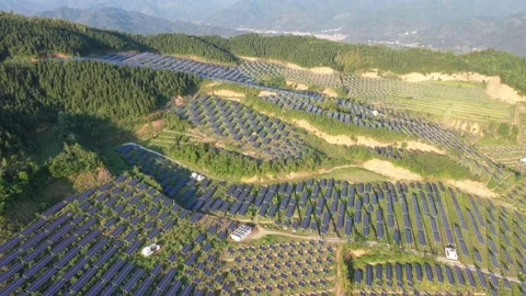 Solar power station in mountain Stock Footage 190459847