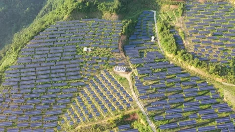 Solar power station in mountain Stock Footage 190460484