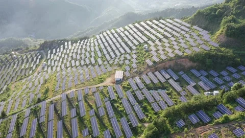Solar power station in mountain Stock Footage 190460734