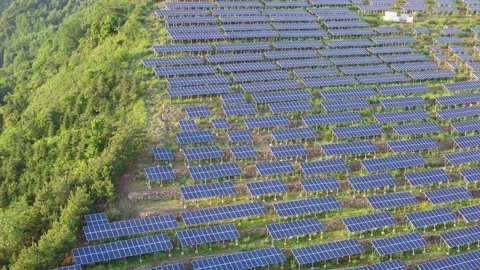 Solar power station in mountain Stock Footage 190465335