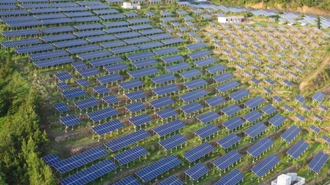 Solar power station in mountain Stock Footage 190465724