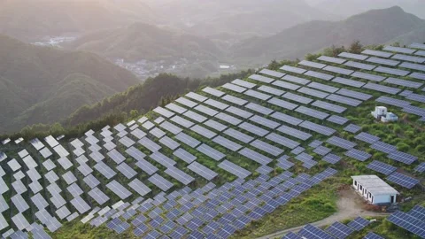 Solar power station in mountain Stock Footage 190467328