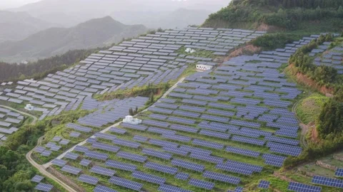 Solar power station in mountain Stock Footage 190467387