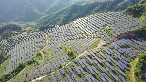 Solar power station in mountain Stock Footage 190469651