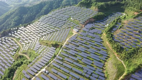 Solar power station in mountain Stock Footage 190469776
