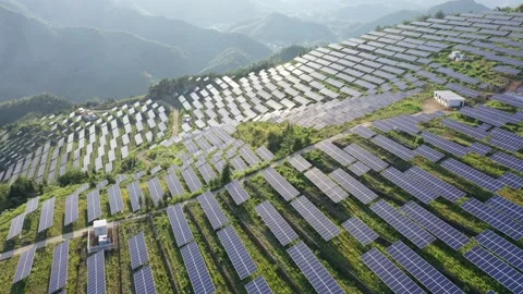 Solar power station in mountain Stock Footage 190471612