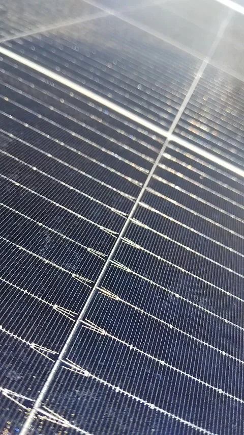 Solar power station panel texture with macro detail of blue photovoltaic cell Stock Footage 333984948