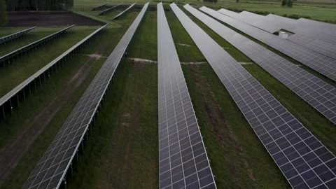 Solar Power Station Panels In The Fields Stockbeeldmateriaal 243597510