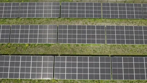 Solar Power Station Panels In The Fields 스톡 동영상 243630157