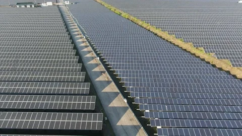 Solar power station in pond Stock Footage 166352863